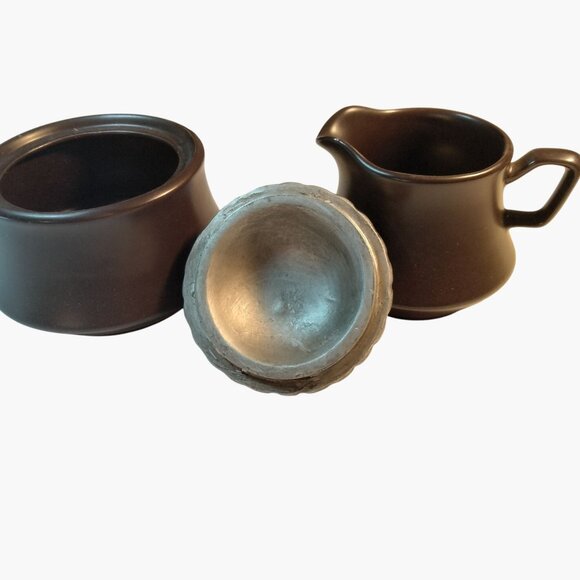 NIKKO Creamer Sugar Bowl Brown Stoneware Japan - Picture 15 of 16